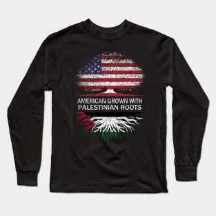 American Grown with Palestinian Roots USA Flag Long Sleeve T-Shirt